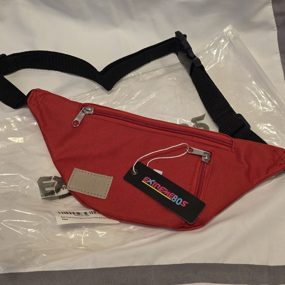 NWT Canvas Red Belt Bag Fanny Pack with Adjustable Strap